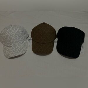 Set of 3 Michael Kors Signature Hat  MK  Logo Print Stretch Cotton Baseball Cap